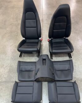 Porsche 911 991 Carrera Seats – Dark Grey Leather, Yellow Contrast Stitching, Front & Rear, OEM
