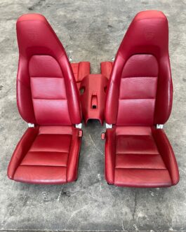 Porsche 911 991 Seats – Guards Red Leather, Porsche Crest, Ventilated, With Matching Console, OEM
